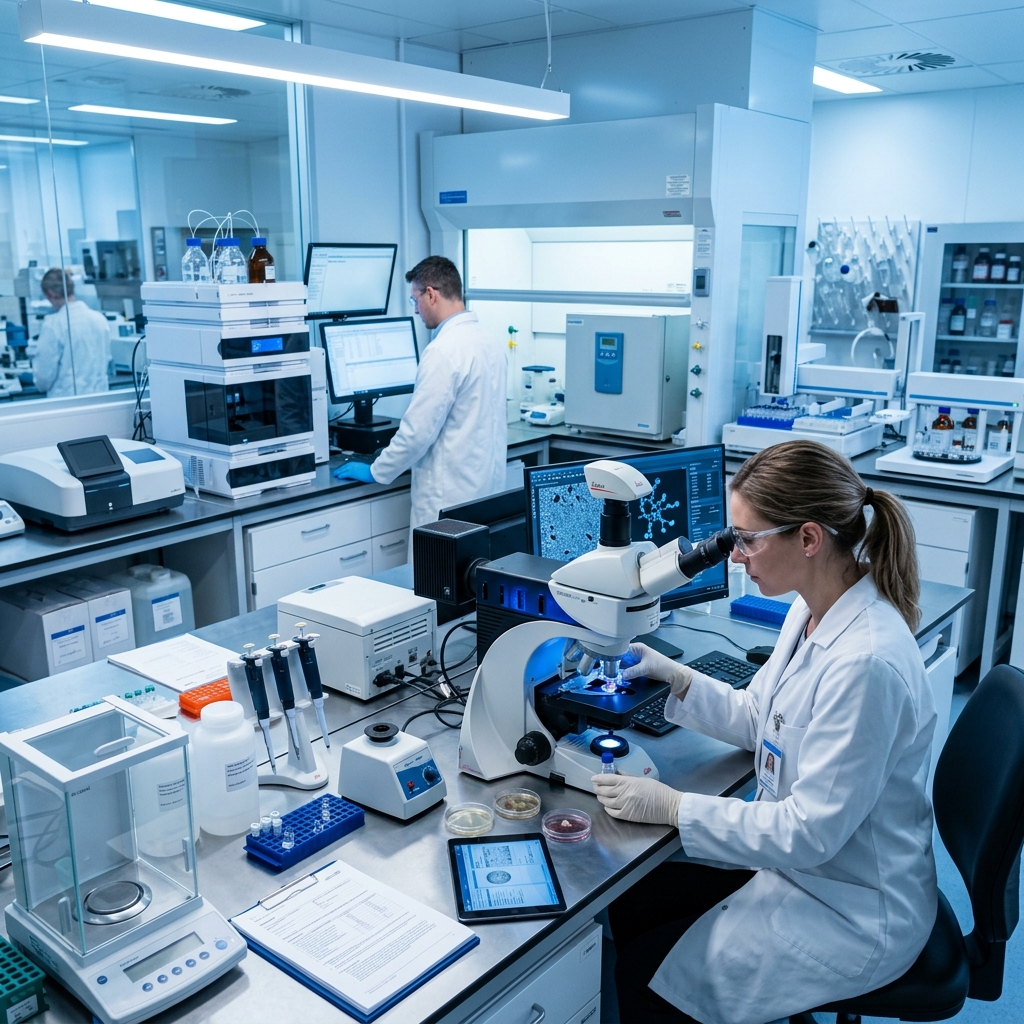 Quality control testing lab ensuring rigorous standards
